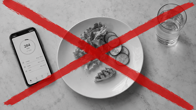 Calorie tracking and a restrictive meal crossed out