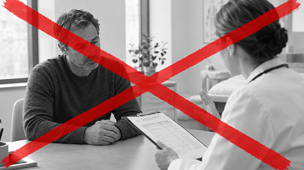 A doctor consultation crossed out